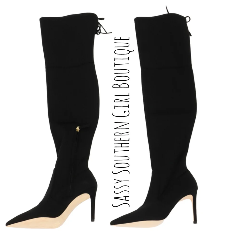 🆕⭐ GOOD AMERICAN black neoprene OTK boots